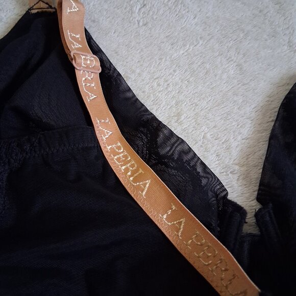 La Perla NWT Women's Size 38E Black Lace Underwire Unlined Satin Straps Bra - Picture 13 of 13